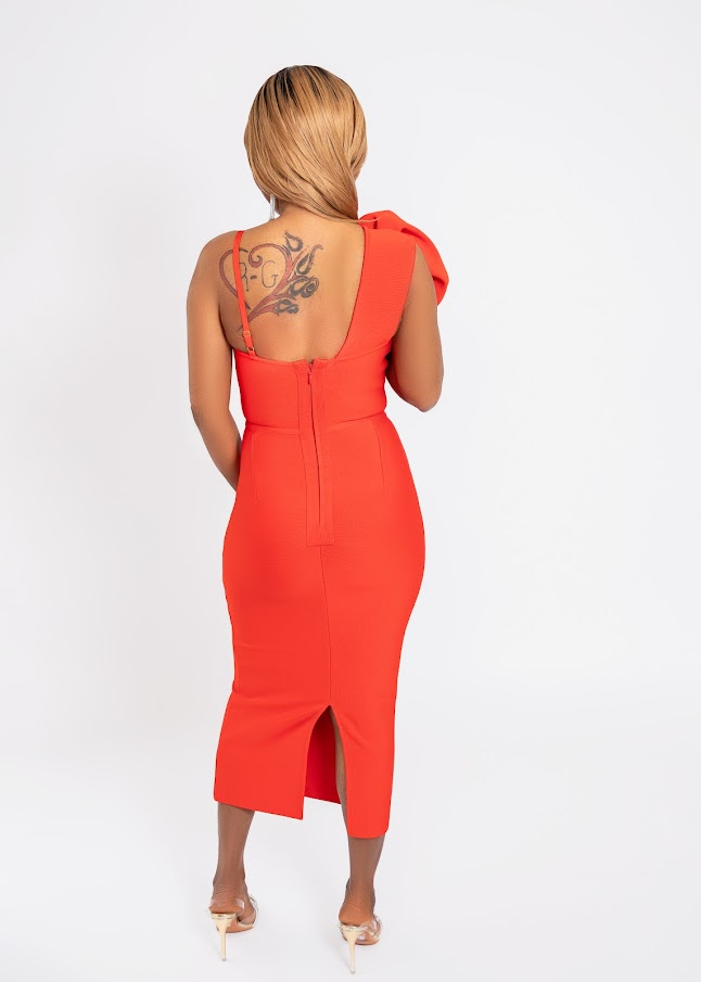 Huge flowers Bandage midi dress