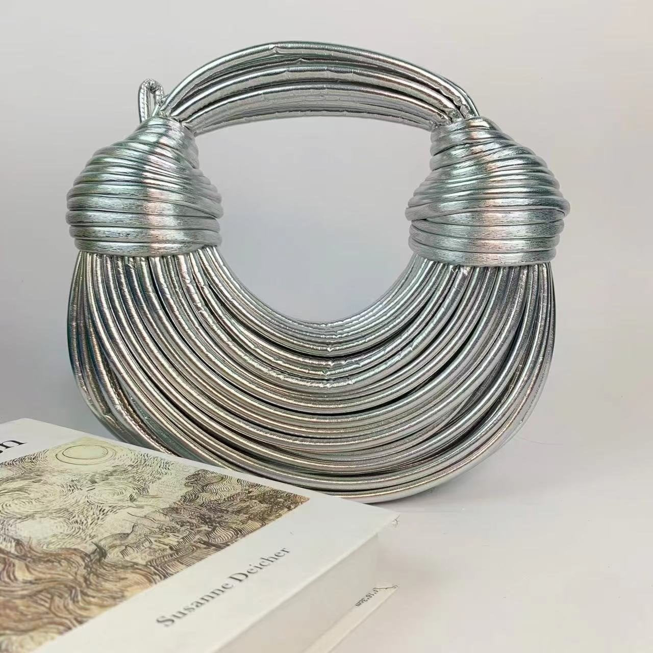 Silver Double Knot Crossbody Bag Hand