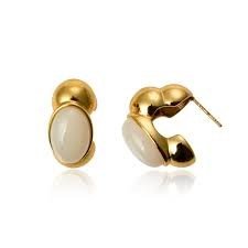White and Gold stainless steel earrings