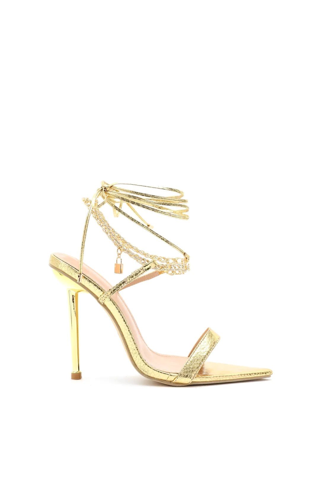 High heels women’s gold strappy stiletto 