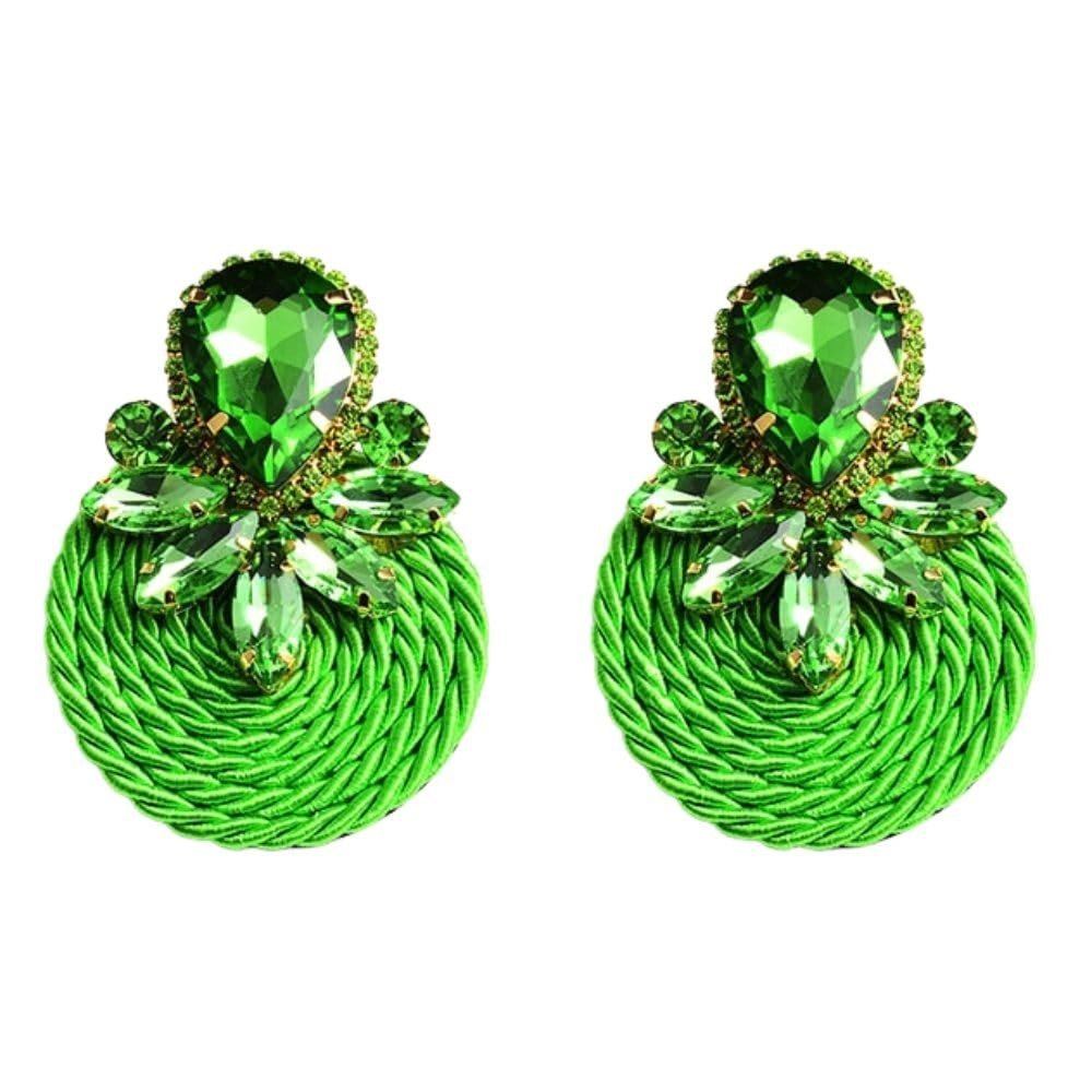 Handmade green rhinestone earrings