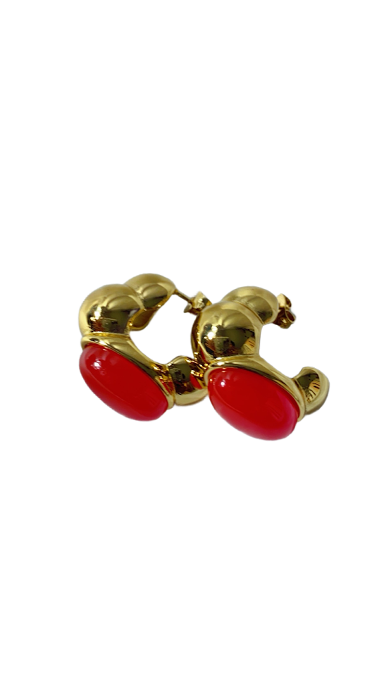 Red and gold stainless steel earrings