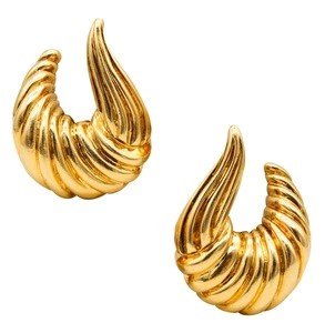 Chamie gold ribbe earrings