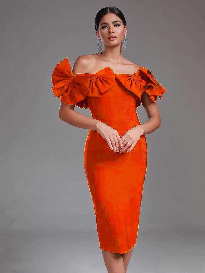 Elegant Bandeau midi Dress