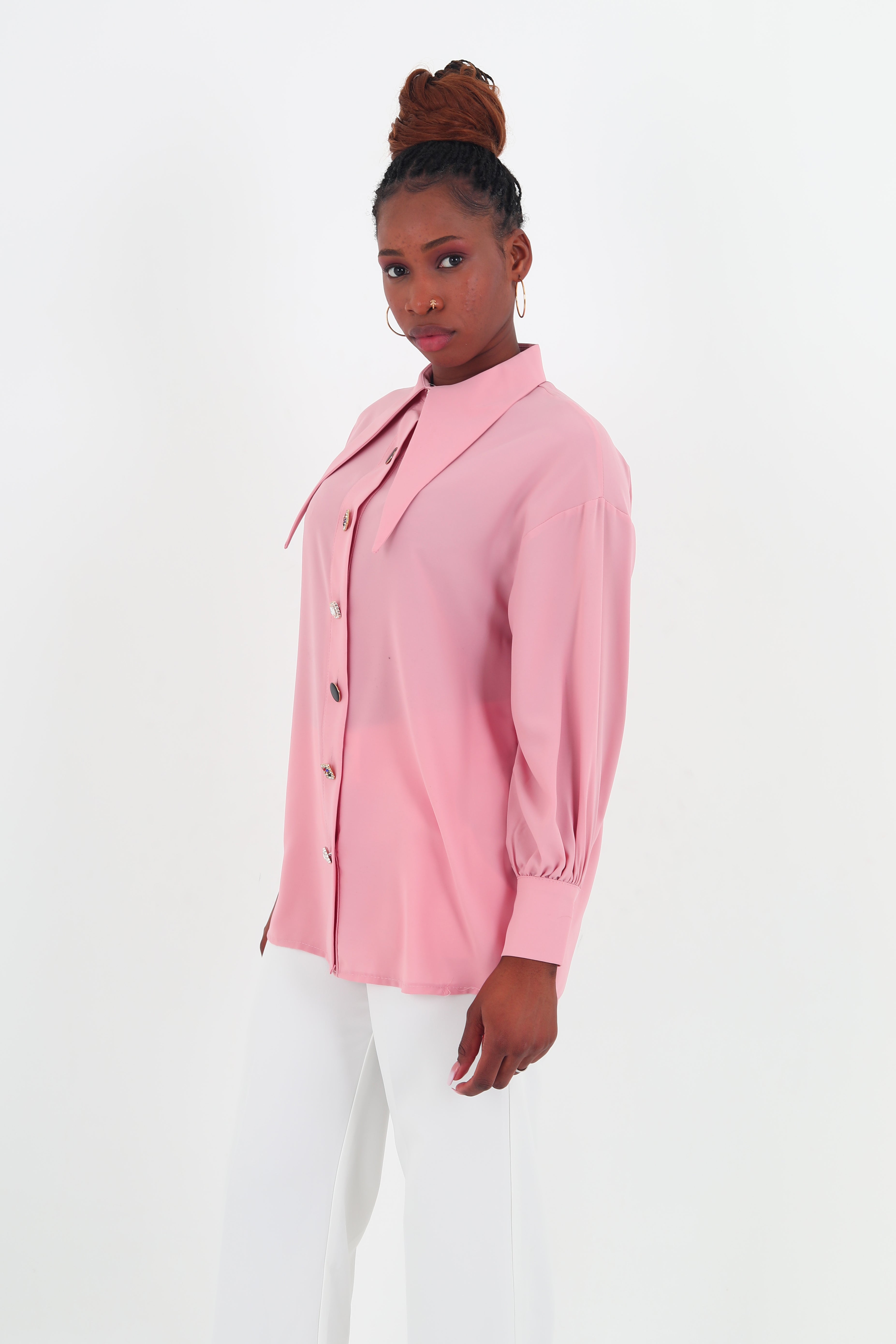 Beautiful Pink Long Sleeve Top Women Wear