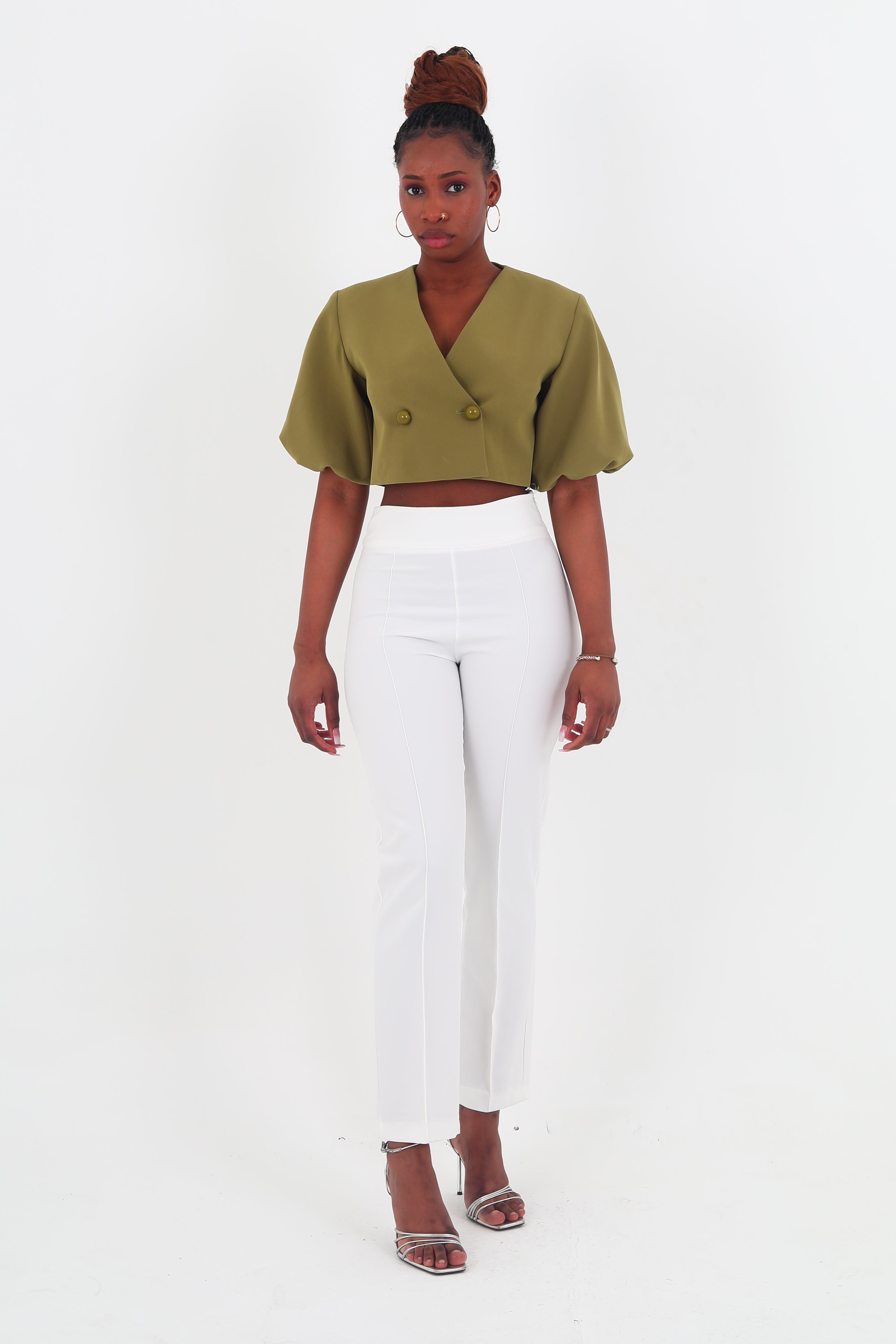 Classic Cropped V Neck Top