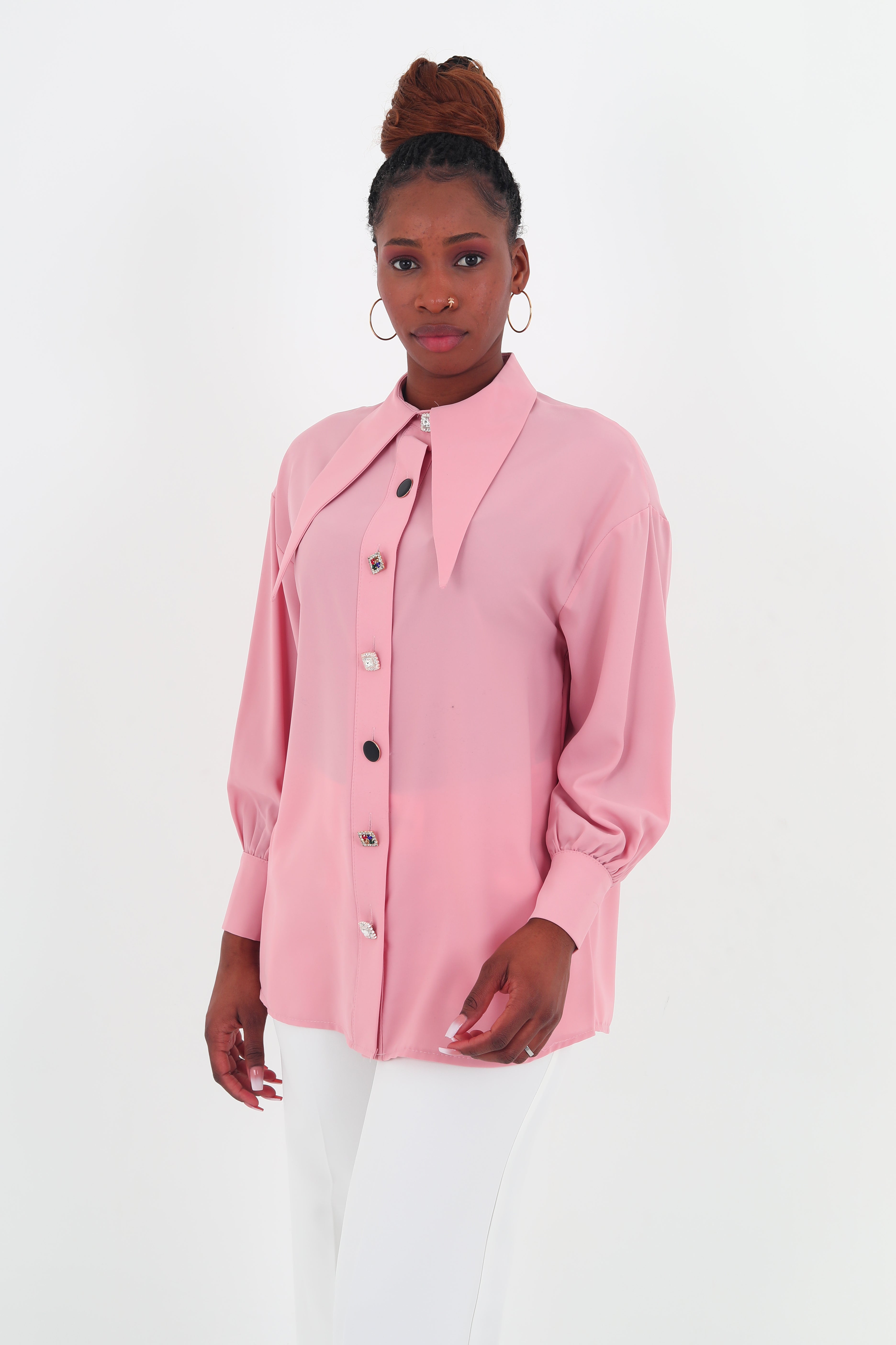 Beautiful Pink Long Sleeve Top Women Wear