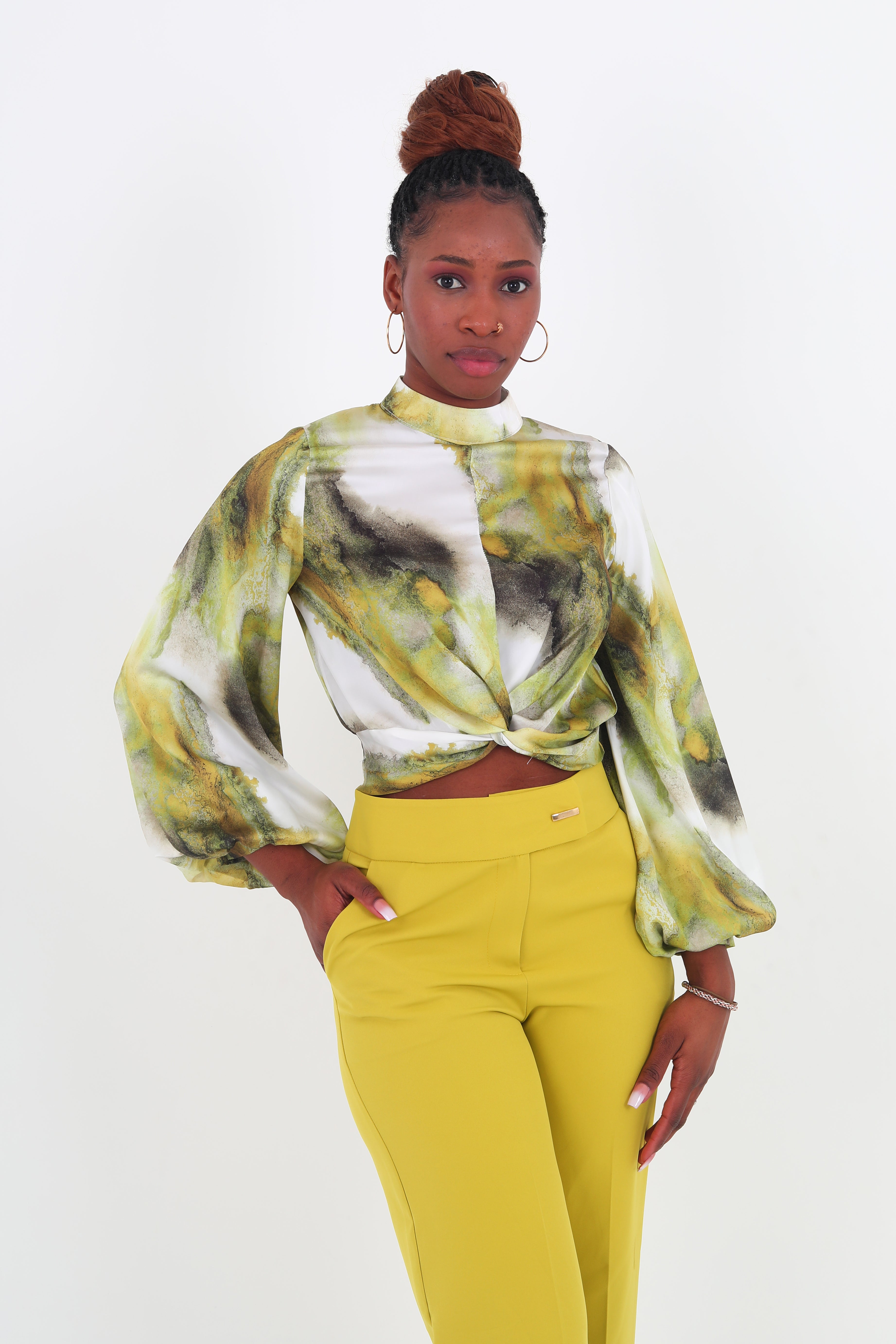 Chamie Printed Long Sleeve Pants Set