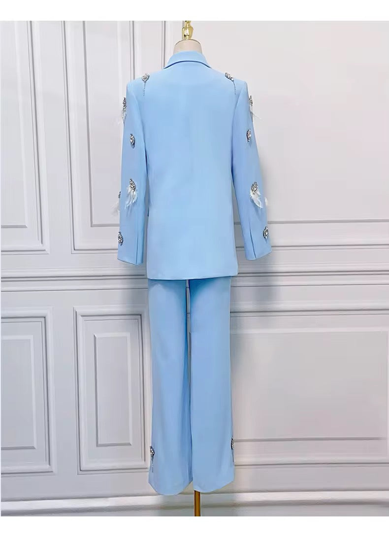 Elegant Crystal Blazer Pant set