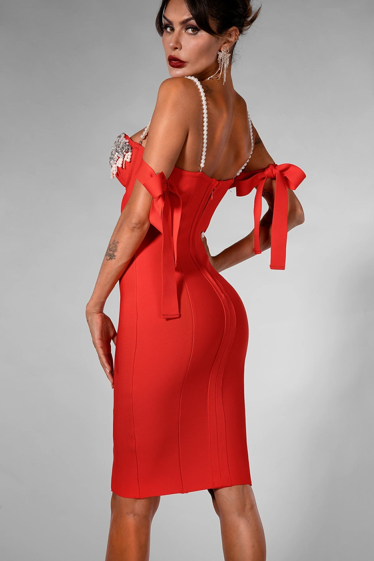 Chamie Bandage Crystal Cocktail Dress