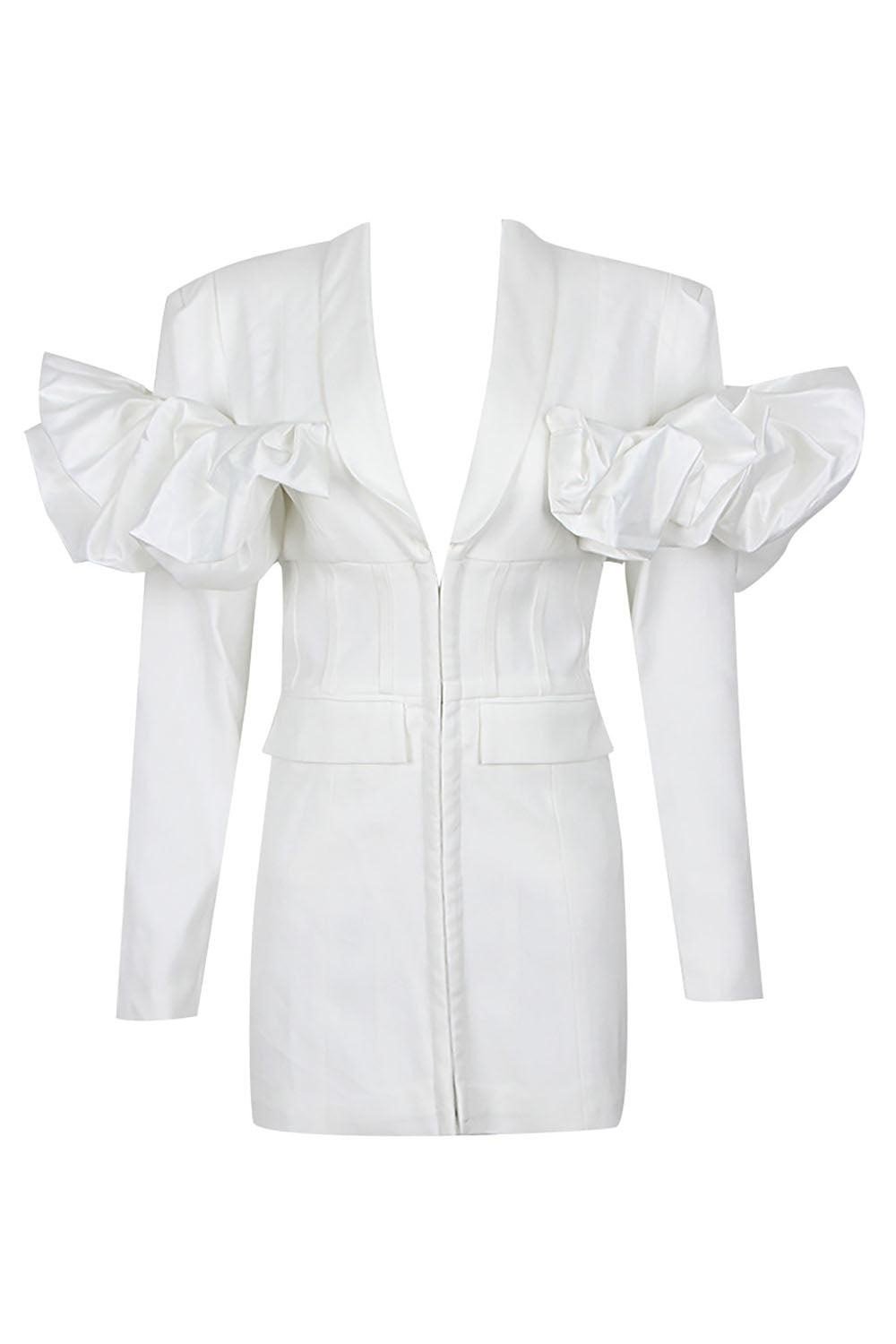 Rena V Neck puff sleeve Blazer dress