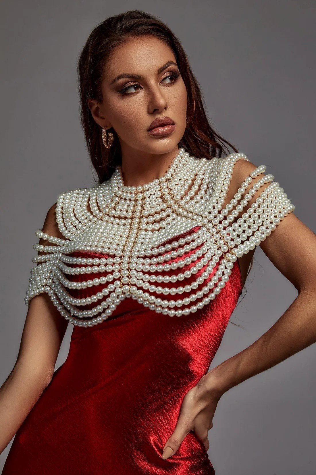 Stylish pearl shawl top