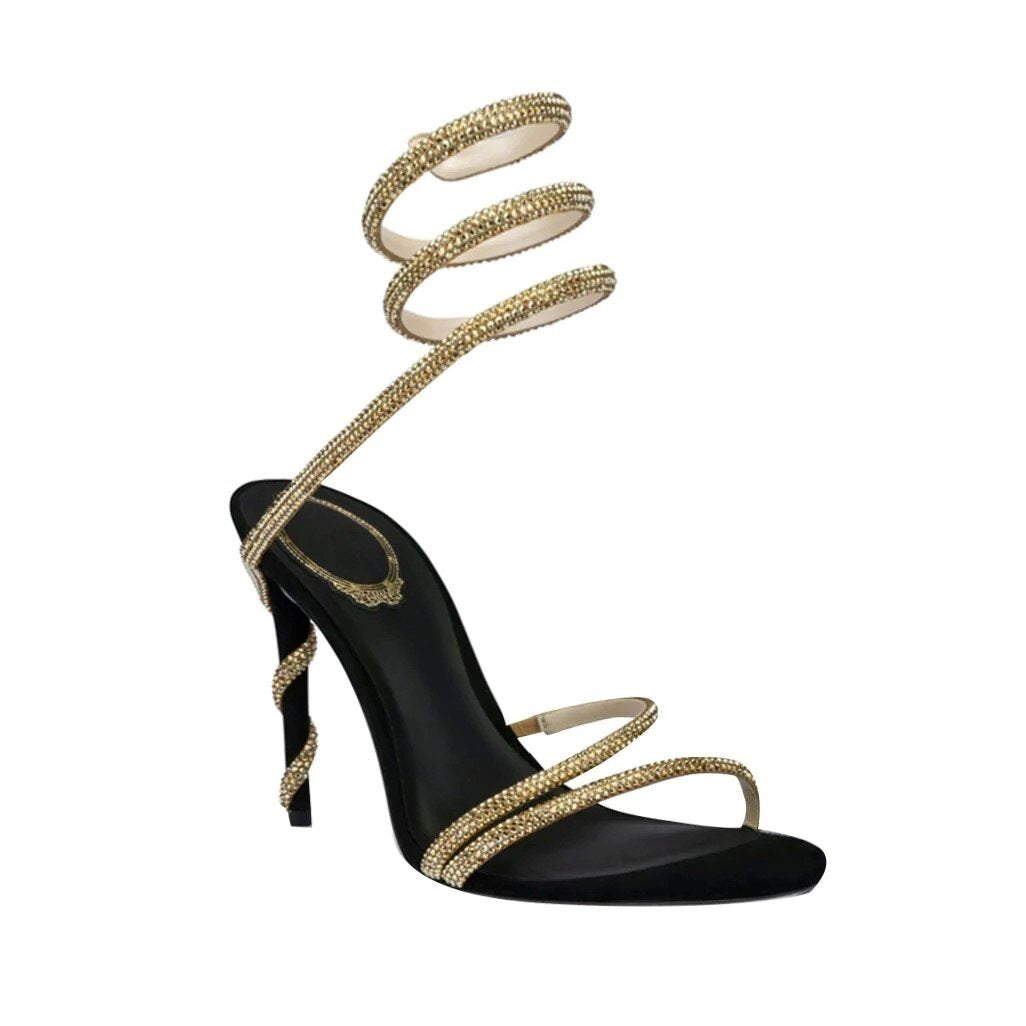 black stiletto sandals