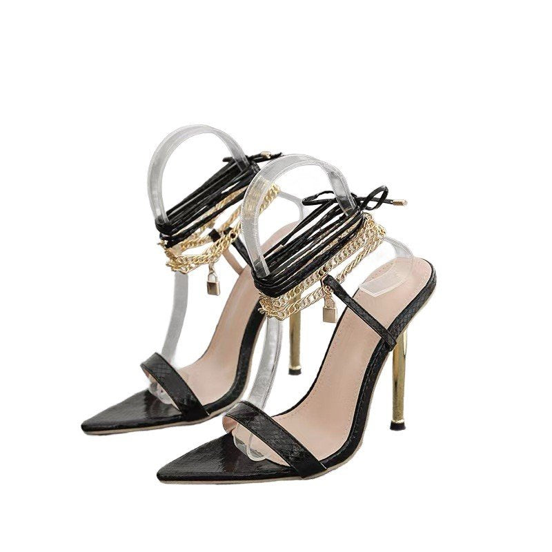 black strappy high heels