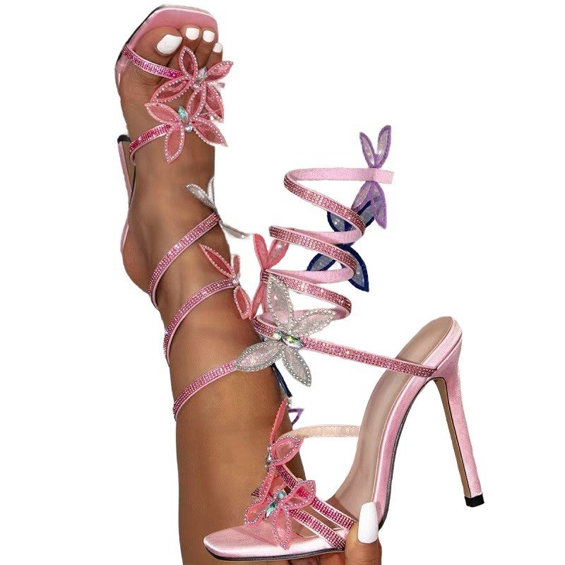 colorful chain strap pink sandals