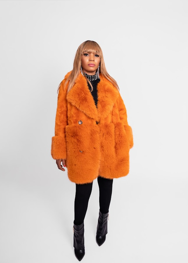 orange winter jacket women's